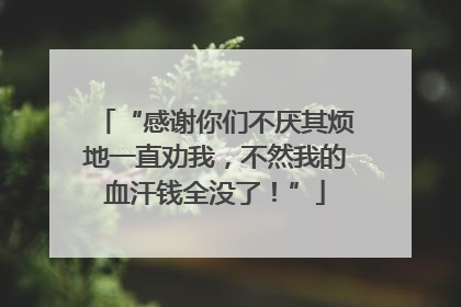“感谢你们不厌其烦地一直劝我，不然我的血汗钱全没了！”