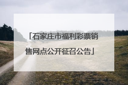 石家庄市福利彩票销售网点公开征召公告