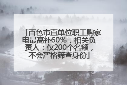 百色市直单位职工购家电最高补60％，相关负责人：仅200个名额，不会严格筛查身份