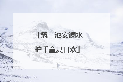 筑一池安澜水 护千童夏日欢