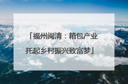 福州闽清：箱包产业托起乡村振兴致富梦