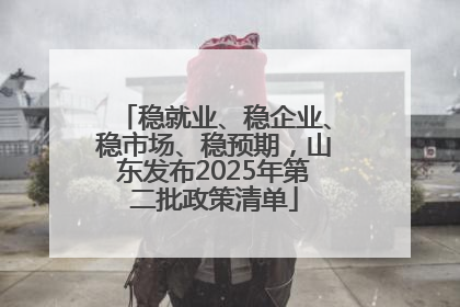 稳就业、稳企业、稳市场、稳预期，山东发布2025年第二批政策清单