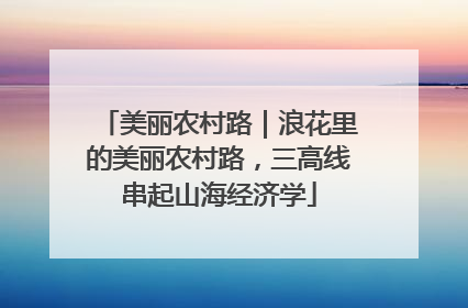美丽农村路｜浪花里的美丽农村路，三高线串起山海经济学