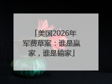 美国2026年军费草案：谁是赢家，谁是输家