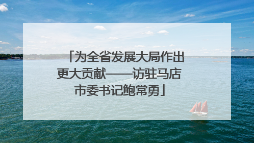 为全省发展大局作出更大贡献——访驻马店市委书记鲍常勇