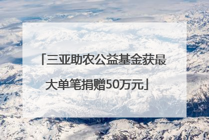 三亚助农公益基金获最大单笔捐赠50万元