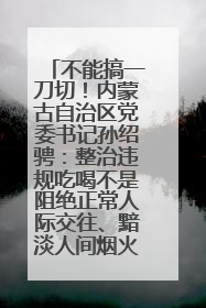 不能搞一刀切！内蒙古自治区党委书记孙绍骋：整治违规吃喝不是阻绝正常人际交往、黯淡人间烟火