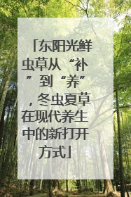 东阳光鲜虫草从“补”到“养”，冬虫夏草在现代养生中的新打开方式