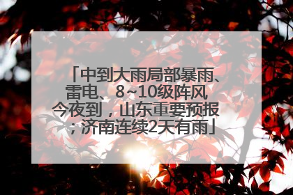 中到大雨局部暴雨、雷电、8~10级阵风今夜到，山东重要预报；济南连续2天有雨