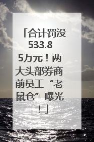 合计罚没533.85万元！两大头部券商前员工“老鼠仓”曝光！