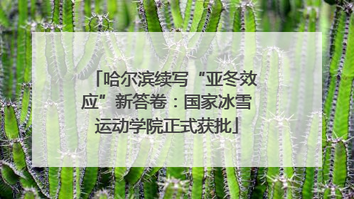 哈尔滨续写“亚冬效应”新答卷：国家冰雪运动学院正式获批