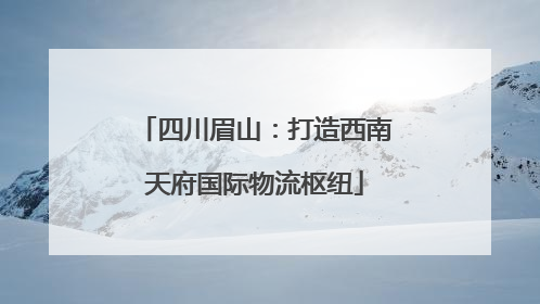 四川眉山：打造西南天府国际物流枢纽
