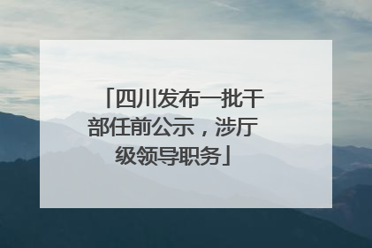 四川发布一批干部任前公示，涉厅级领导职务