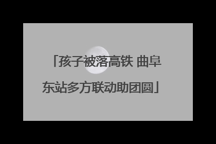 孩子被落高铁 曲阜东站多方联动助团圆