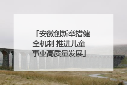 安徽创新举措健全机制 推进儿童事业高质量发展
