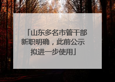 山东多名市管干部新职明确，此前公示拟进一步使用