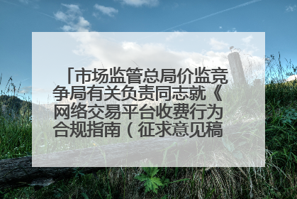 市场监管总局价监竞争局有关负责同志就《网络交易平台收费行为合规指南（征求意见稿）》答记者问