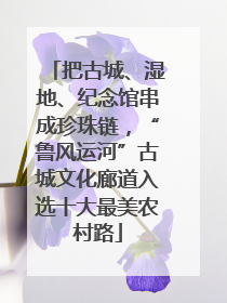 把古城、湿地、纪念馆串成珍珠链，“鲁风运河”古城文化廊道入选十大最美农村路