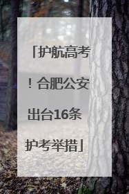 护航高考！合肥公安出台16条护考举措