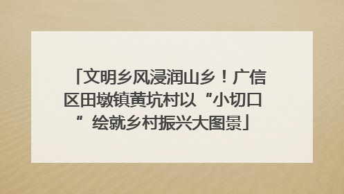 文明乡风浸润山乡！广信区田墩镇黄坑村以“小切口”绘就乡村振兴大图景