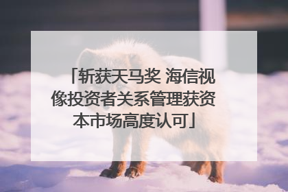 斩获天马奖 海信视像投资者关系管理获资本市场高度认可