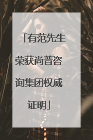 有范先生荣获尚普咨询集团权威证明