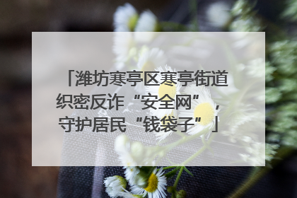 潍坊寒亭区寒亭街道织密反诈“安全网”，守护居民“钱袋子”