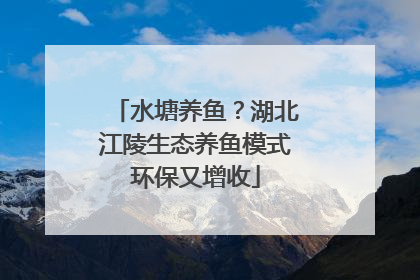 水塘养鱼？湖北江陵生态养鱼模式环保又增收