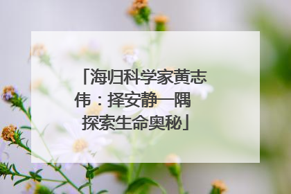 海归科学家黄志伟：择安静一隅 探索生命奥秘