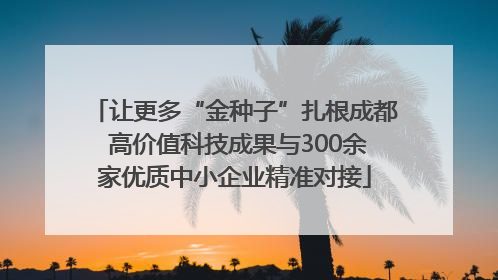 让更多“金种子”扎根成都 高价值科技成果与300余家优质中小企业精准对接