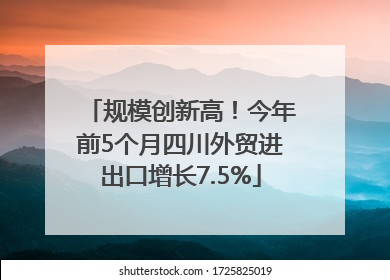 规模创新高！今年前5个月四川外贸进出口增长7.5%