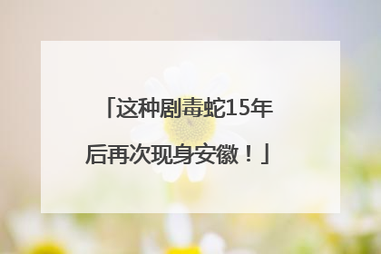 这种剧毒蛇15年后再次现身安徽！