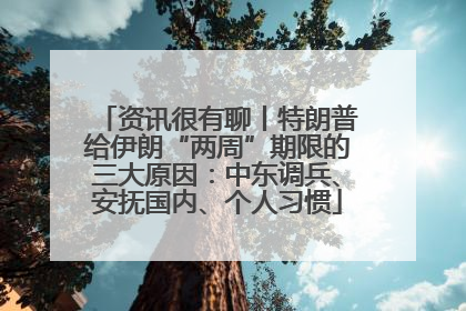资讯很有聊丨特朗普给伊朗“两周”期限的三大原因：中东调兵、安抚国内、个人习惯