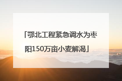 鄂北工程紧急调水为枣阳150万亩小麦解渴