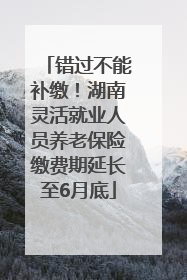 错过不能补缴！湖南灵活就业人员养老保险缴费期延长至6月底