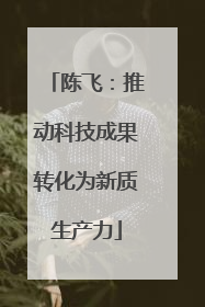 陈飞：推动科技成果转化为新质生产力
