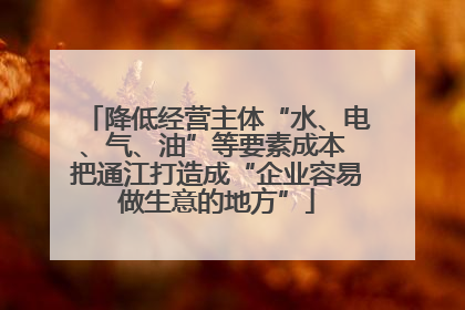 降低经营主体“水、电、气、油”等要素成本 把通江打造成“企业容易做生意的地方”