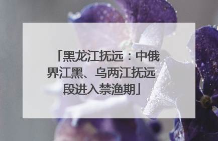 黑龙江抚远：中俄界江黑、乌两江抚远段进入禁渔期